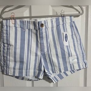Old Navy Women's Blue and White Striped Shorts